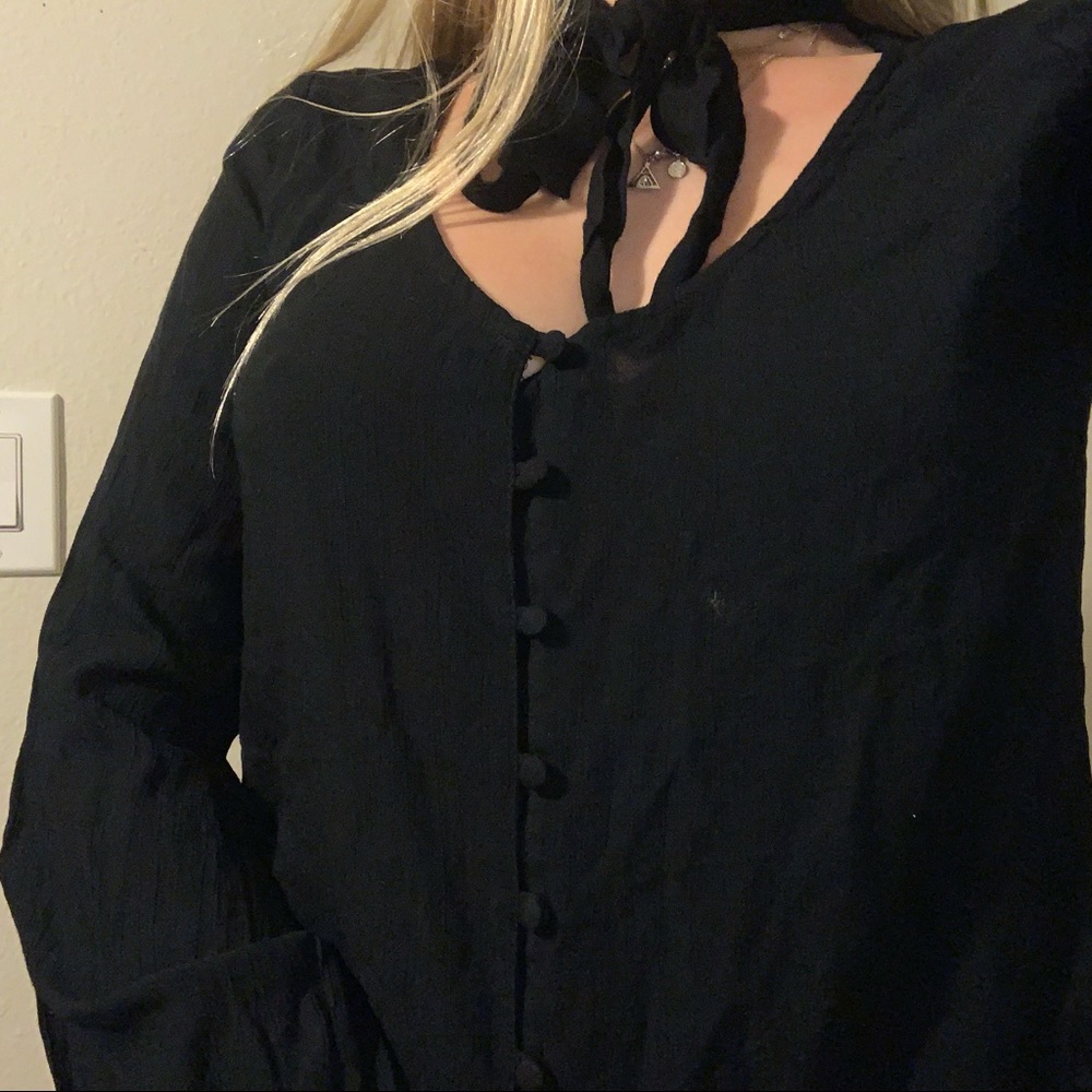 Kendall and Kylie Black Button Up Blouse
